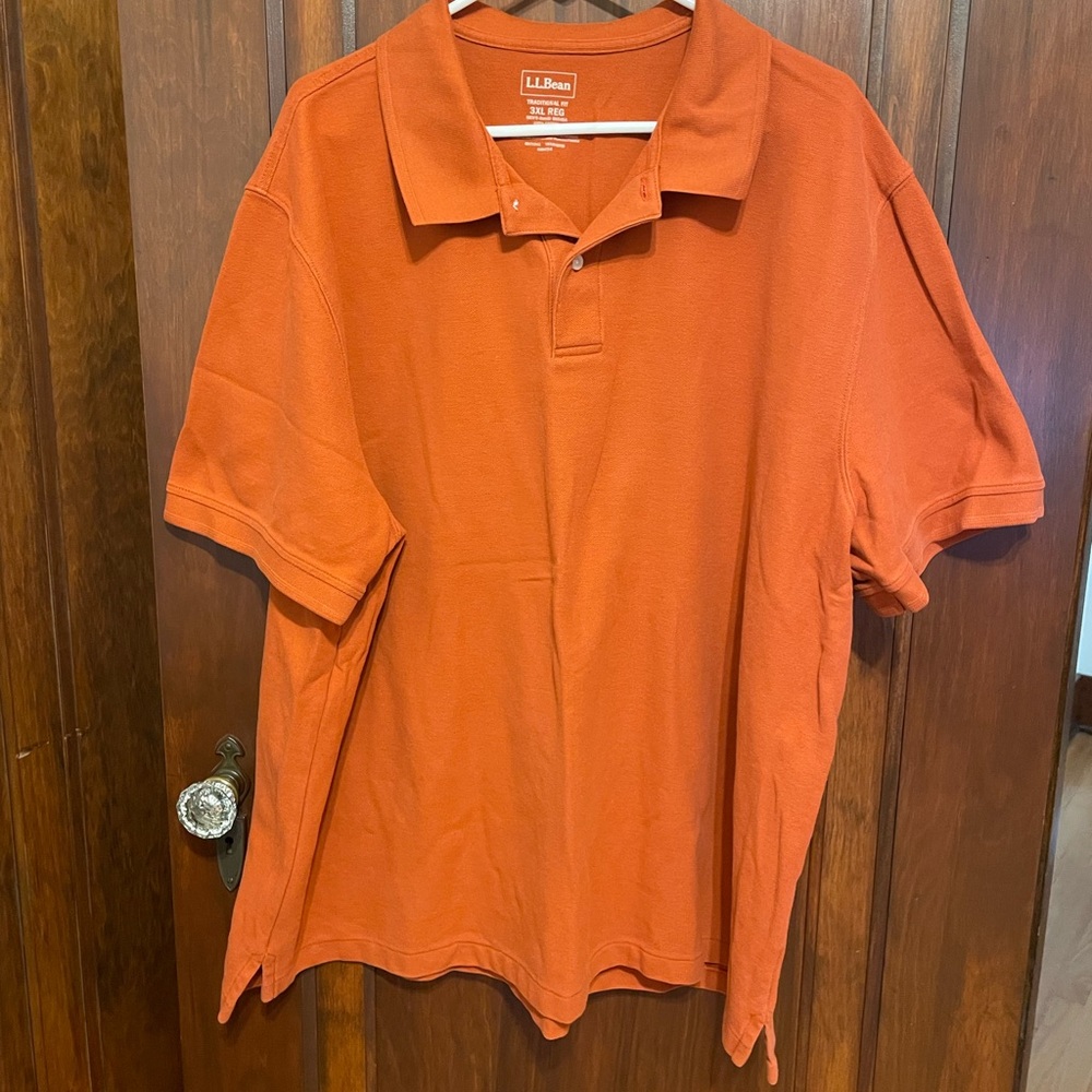 L.L. Bean Orange Polo Shirt Short Sleeve Casual XXXL